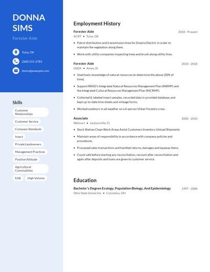 Forester Aide Resume
