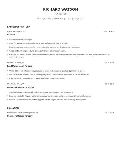 Forester Resume