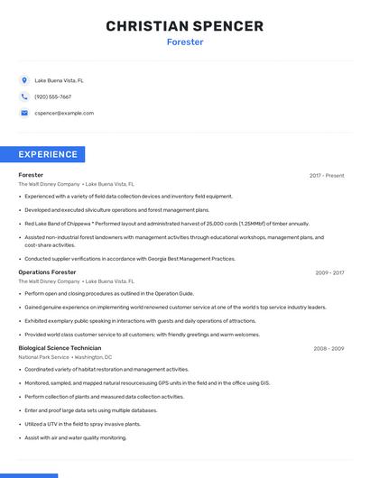 Forester Resume