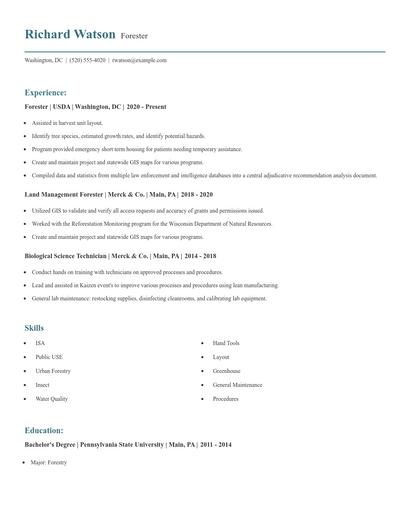 Forester Resume
