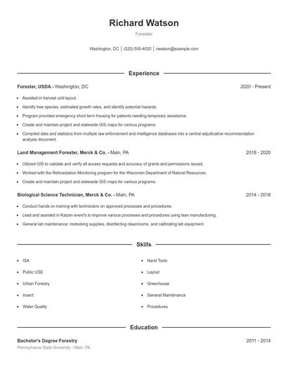 Forester Resume