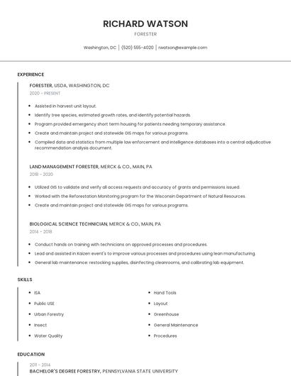 Forester Resume