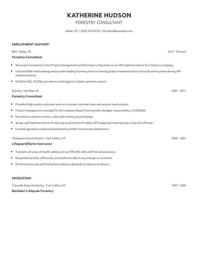Forestry Consultant Resume