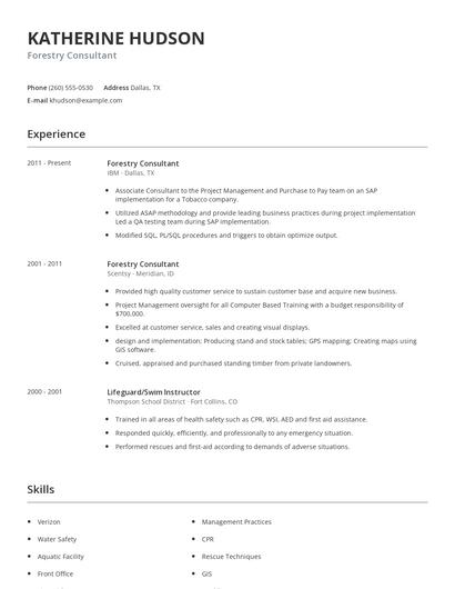 Forestry Consultant Resume