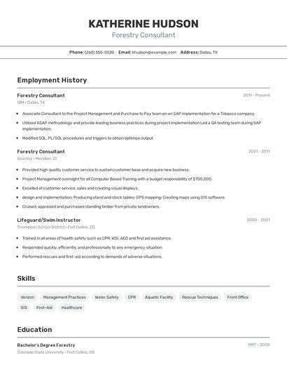Forestry Consultant Resume