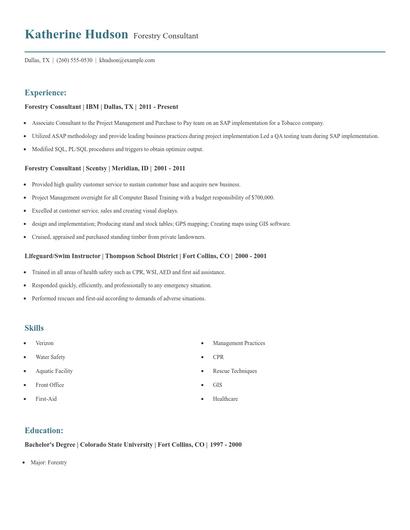 Forestry Consultant Resume