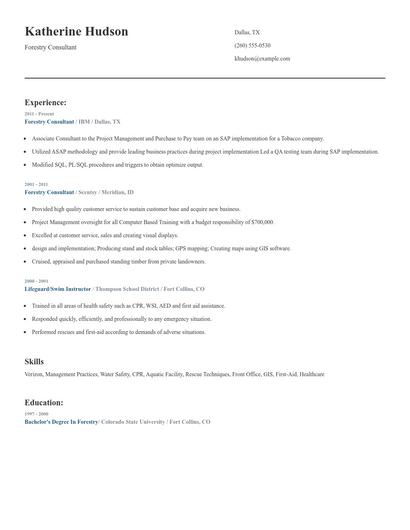 Forestry Consultant Resume