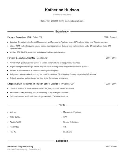 Forestry Consultant Resume
