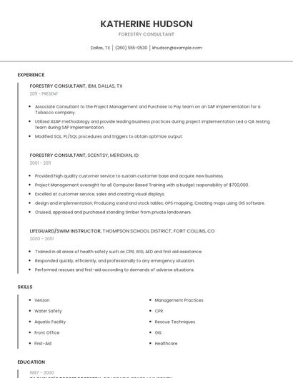 Forestry Consultant Resume