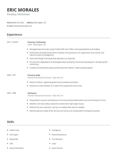 Forestry Technician Resume