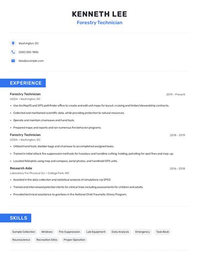 Forestry Technician Resume