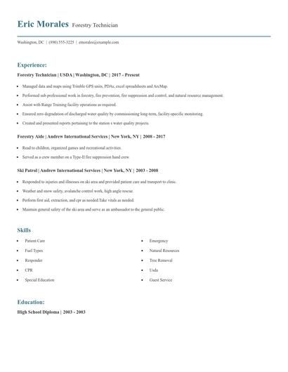 Forestry Technician Resume