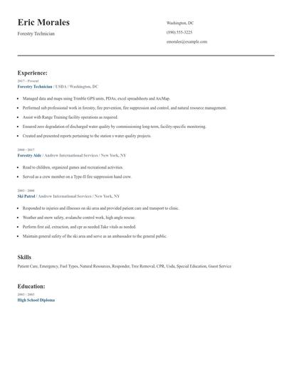 Forestry Technician Resume