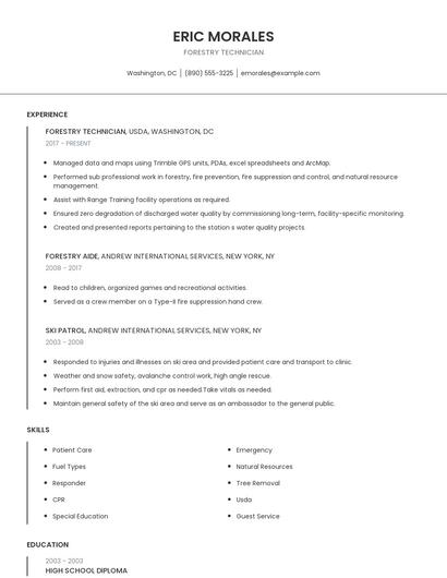 Forestry Technician Resume