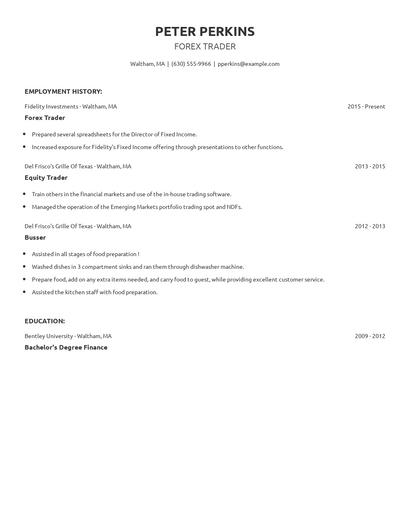 Forex Trader Resume