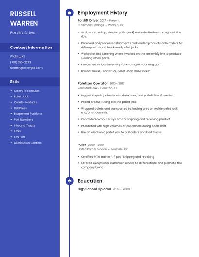 Forklift Driver Resume