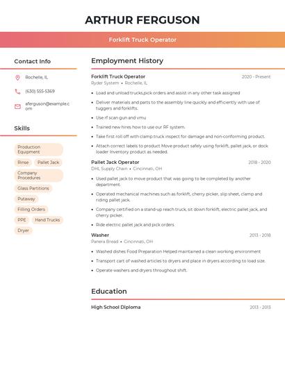 Forklift Truck Operator Resume