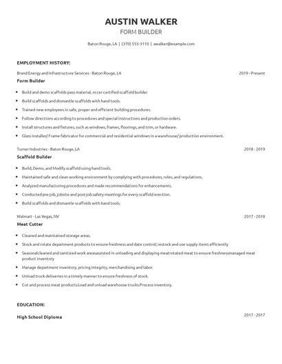Form Builder Resume