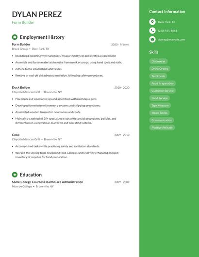Form Builder Resume