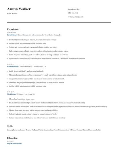 Form Builder Resume