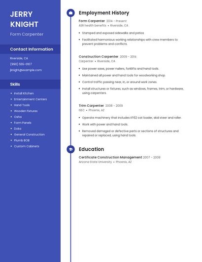 Form Carpenter Resume