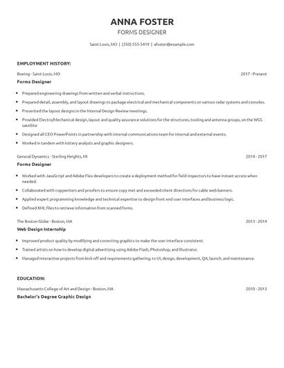 Forms Designer Resume