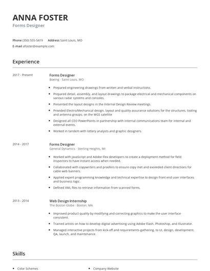 Forms Designer Resume