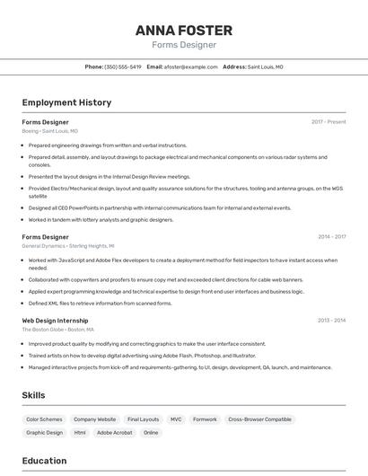 Forms Designer Resume
