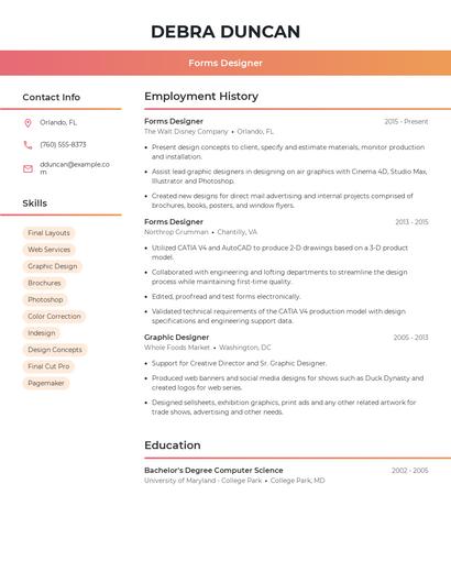 Forms Designer Resume