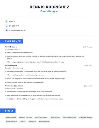 Forms Designer Resume
