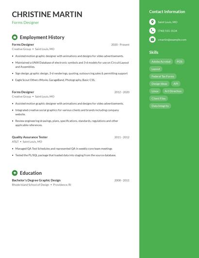 Forms Designer Resume