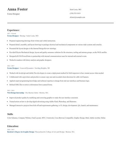 Forms Designer Resume