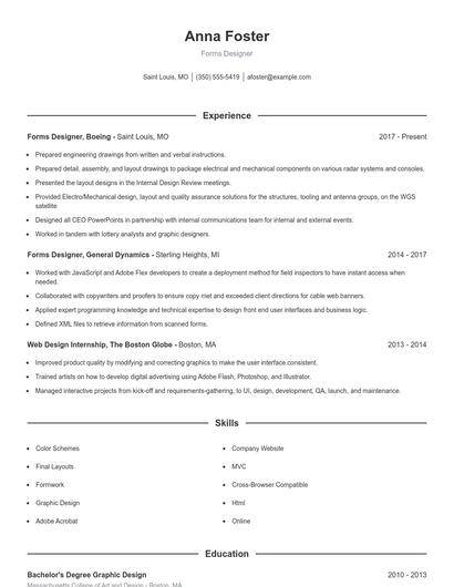 Forms Designer Resume