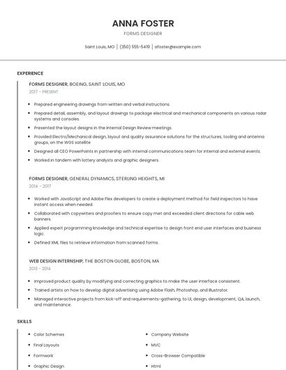 Forms Designer Resume