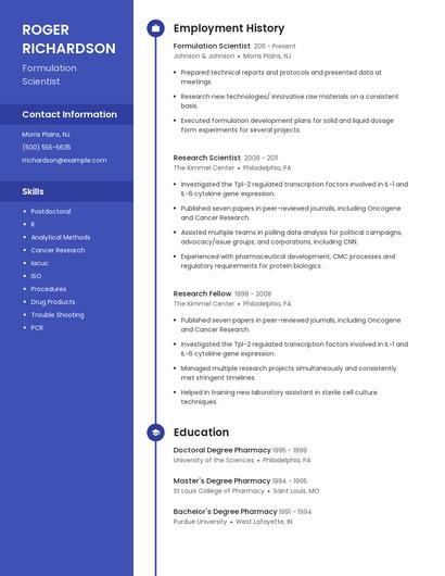 Formulation Scientist Resume