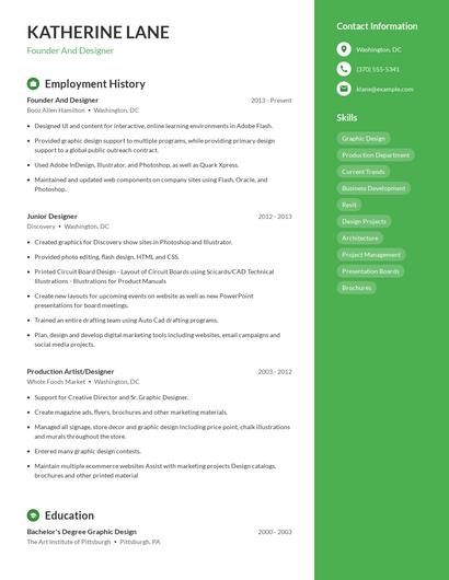 Founder And Designer Resume