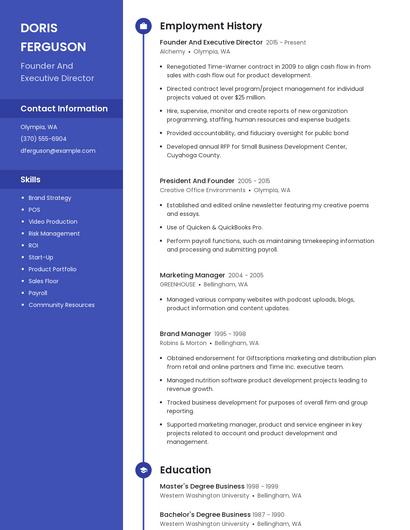 Founder And Executive Director Resume