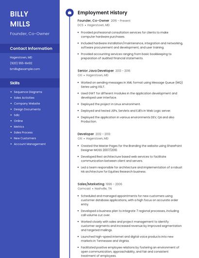 Founder, Co-Owner Resume