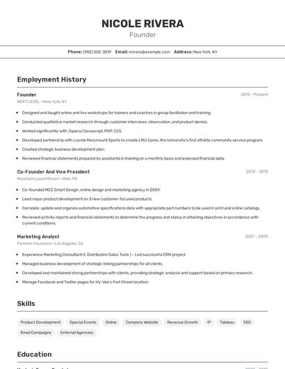 Resume example 2