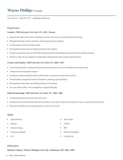 Founder Resume