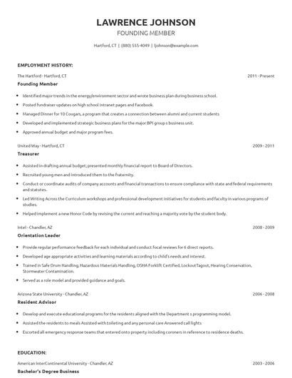 Founding Member Resume