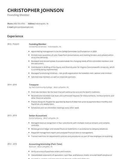 Founding Member Resume