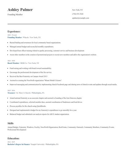 Founding Member Resume