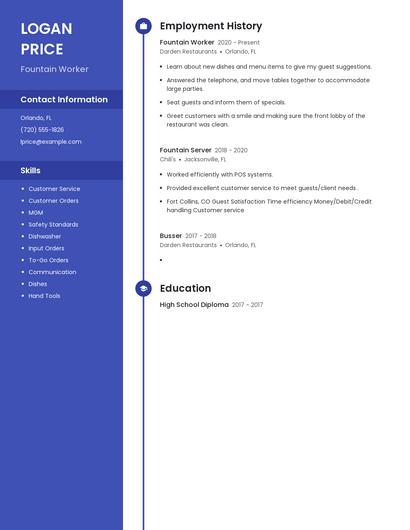 Fountain Worker Resume