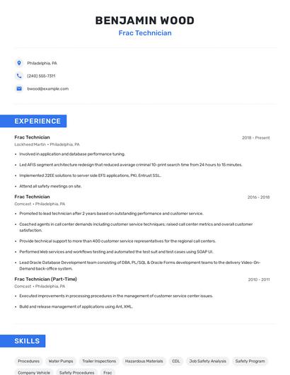 Frac Technician Resume