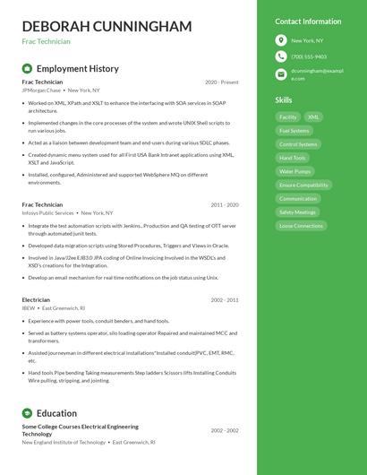 Frac Technician Resume