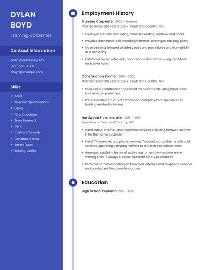 Framing Carpenter Resume
