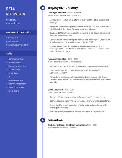 Framing Consultant Resume