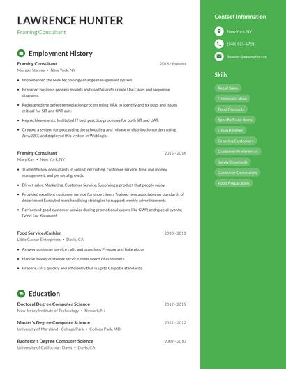 Framing Consultant Resume