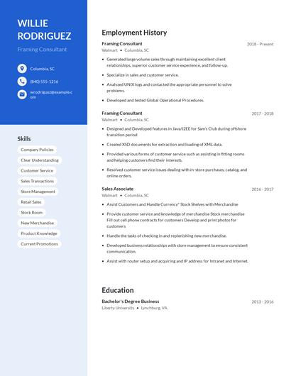 Framing Consultant Resume